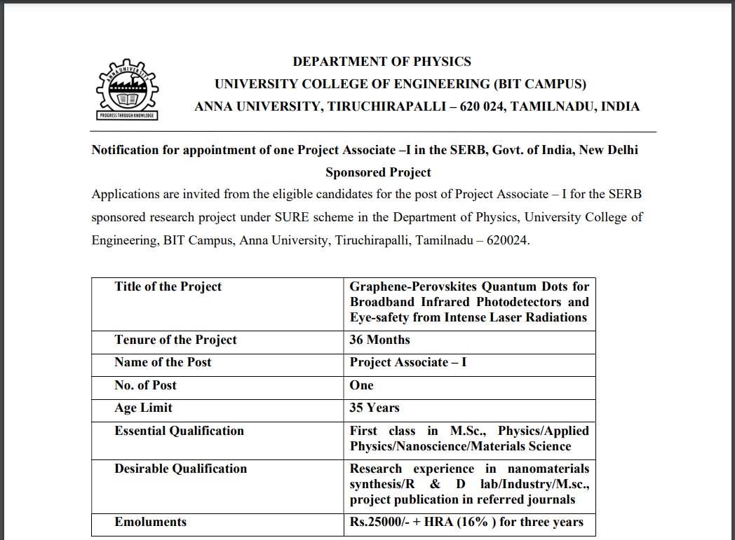 Anna University Recruitment