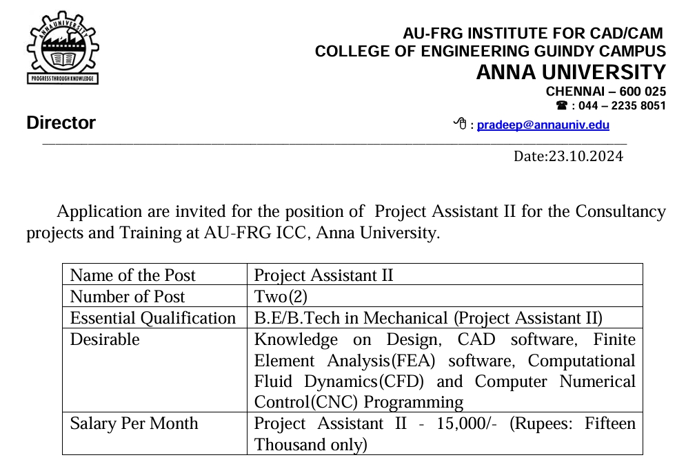 Anna University Recruitment 2024