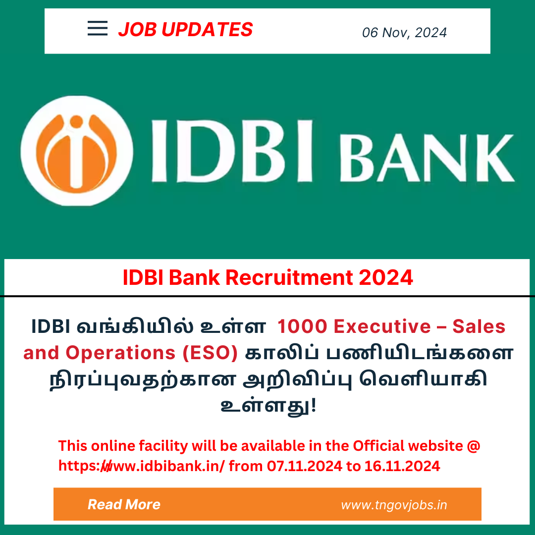 IDBI Bank 1000 ESO Posts