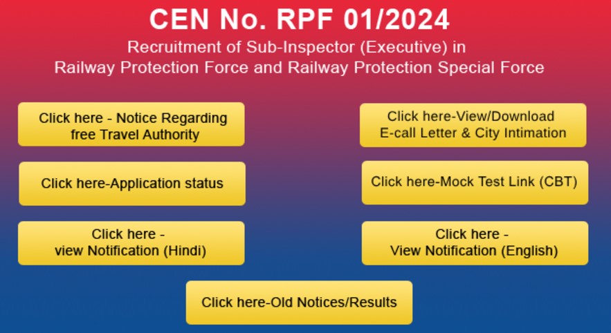 RPF SI 2024 Hall Ticket