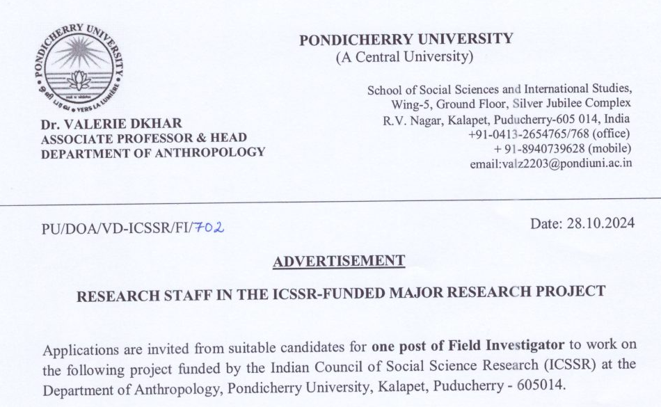 Pondicherry University Recruitment 2024