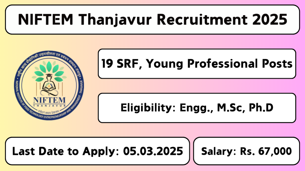 NIFTEM Thanjavur Recruitment 2025