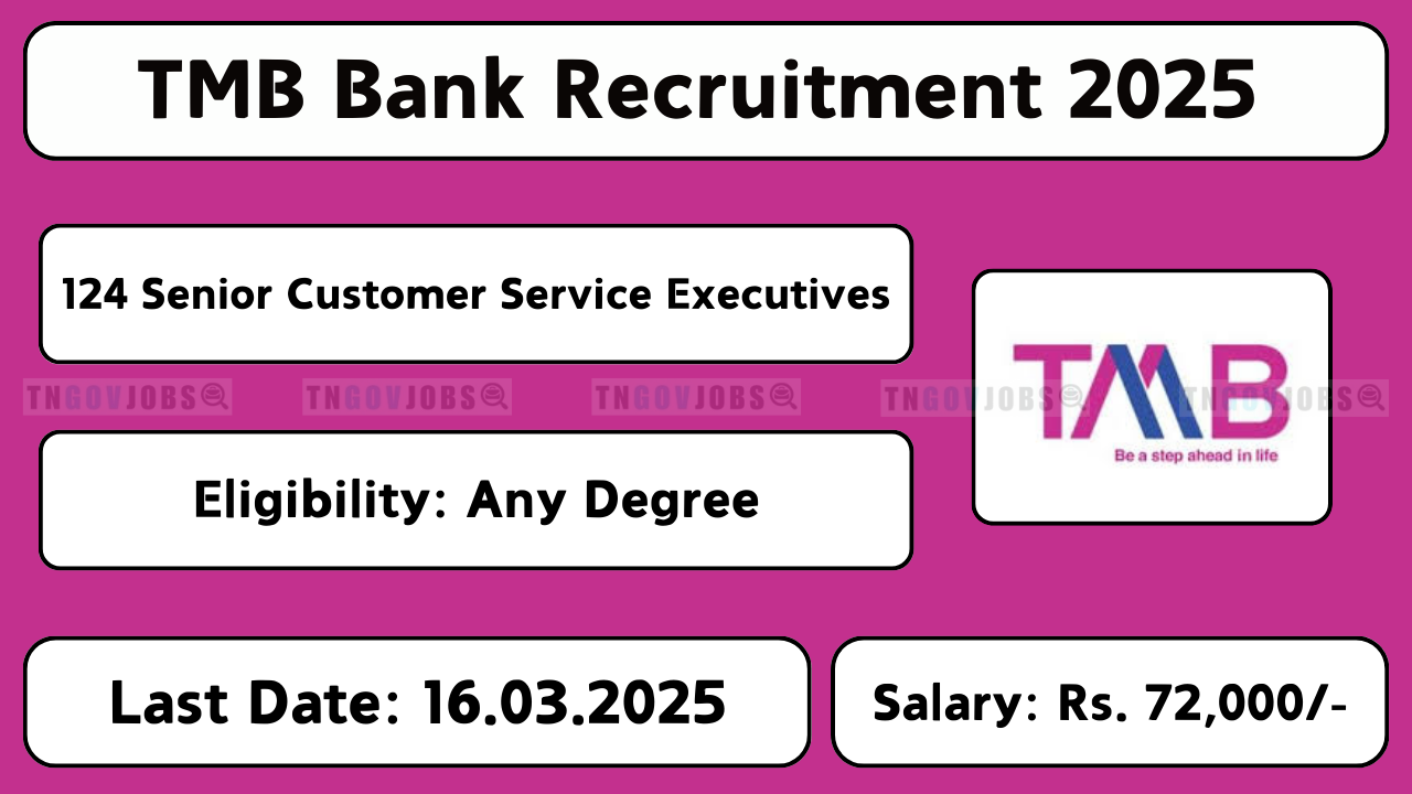TMB Bank Recruitment 2025 – 124 Senior Customer Service Executive Vacancies