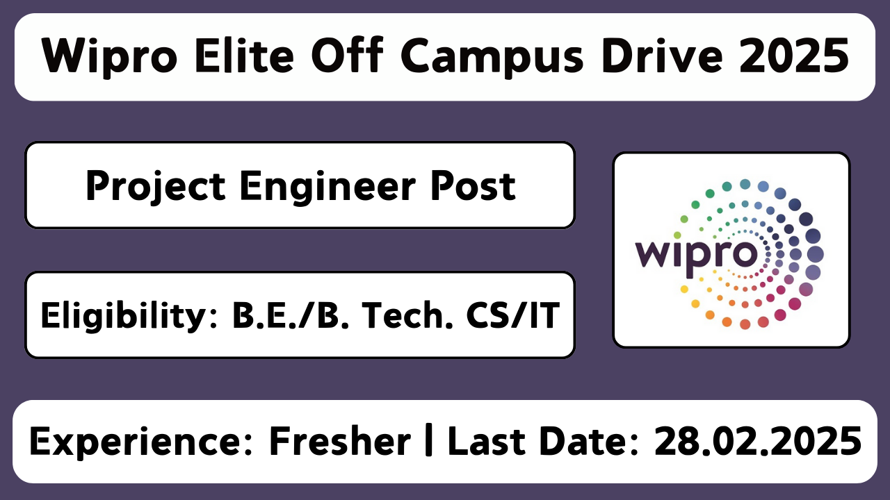 Wipro Elite Hiring 2025: Gain expertise in niche technologies, earn certifications, and pursue fully-sponsored higher education. Apply by 28.02.2025.