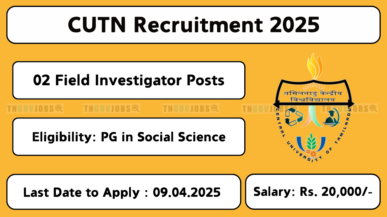 CUTN Recruitment 2025 – Research Associate & Field Investigator Walk-in Interview