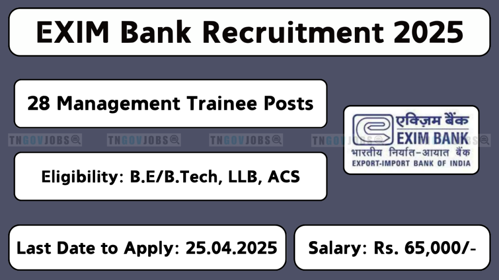 Exim Bank recruitment 2025 for Management Trainee, Deputy Manager, and Chief Manager posts.