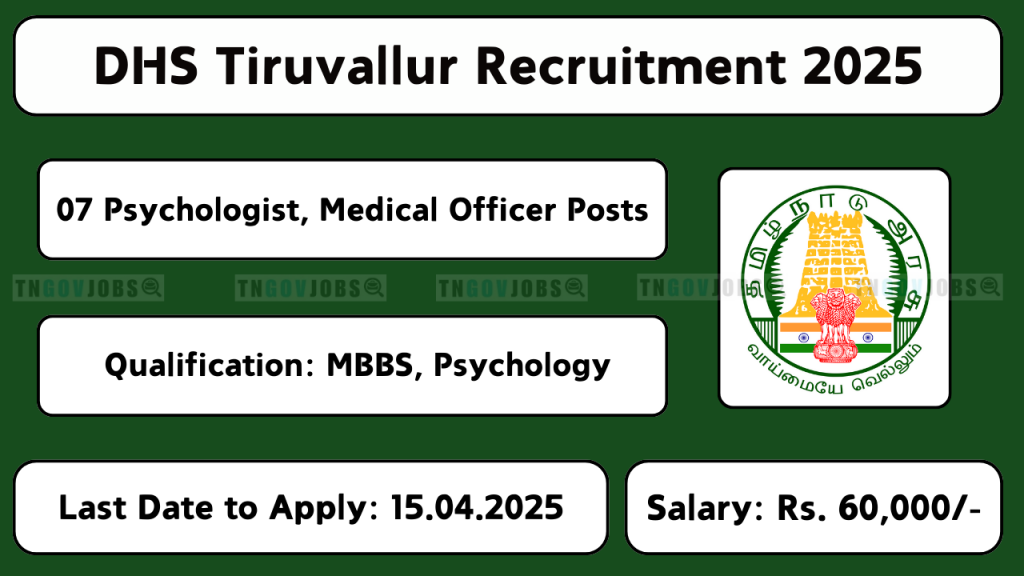 DHS Tiruvallur Recruitment 2025 – Medical Officer & Psychologist Vacancy Notification.