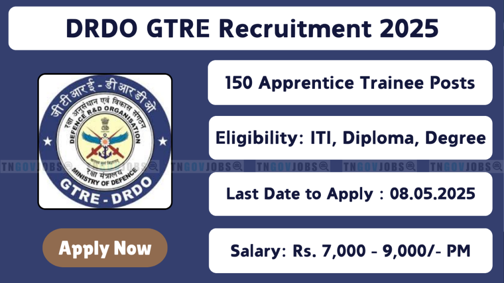 DRDO GTRE Apprentice Recruitment 2025 – Apply Online for 150 Posts