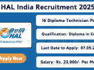 HAL India 2025 recruitment notification for Diploma Technician post across India