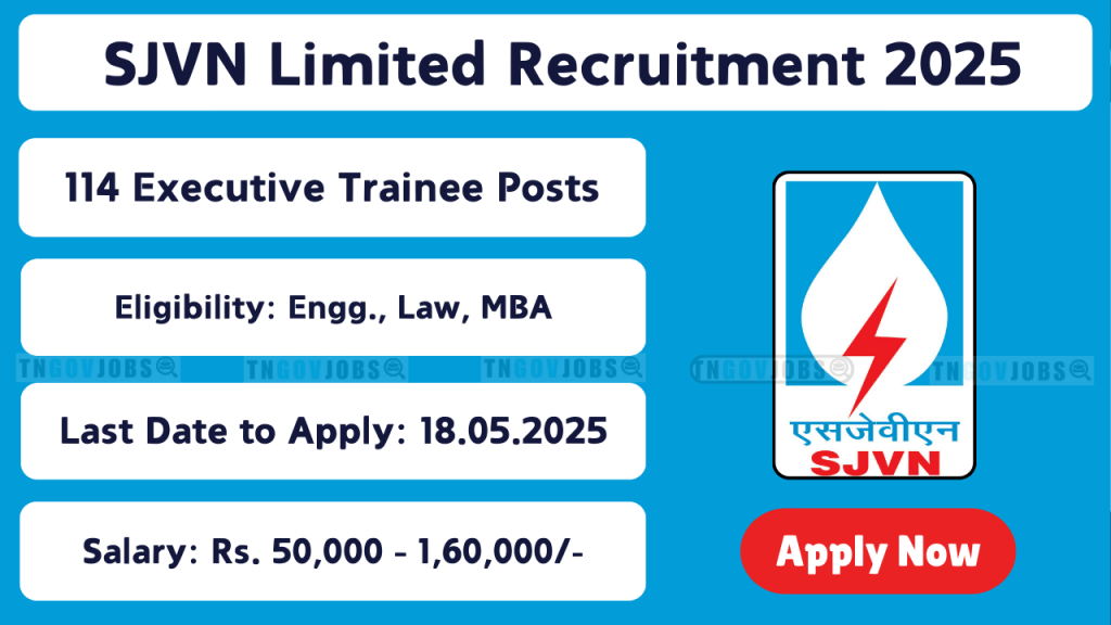 SJVN Executive Trainee Recruitment 2025 – Apply Online at https://sjvn.nic.in/
