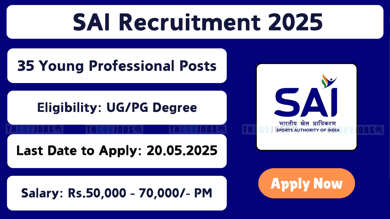 Sports Authority of India Young Professional Recruitment Notification 2025 – Apply Online before 20 May