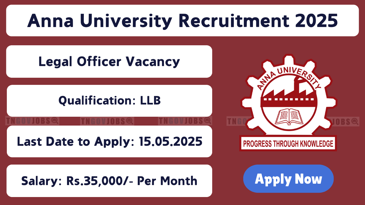 Anna University Recruitment 2025 – Legal Officer Vacancy Notification