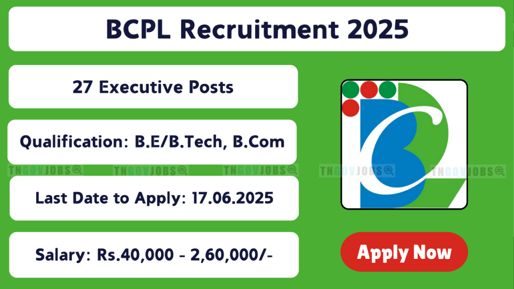 BCPL Recruitment 2025: 27 Executive Posts; Apply Now!