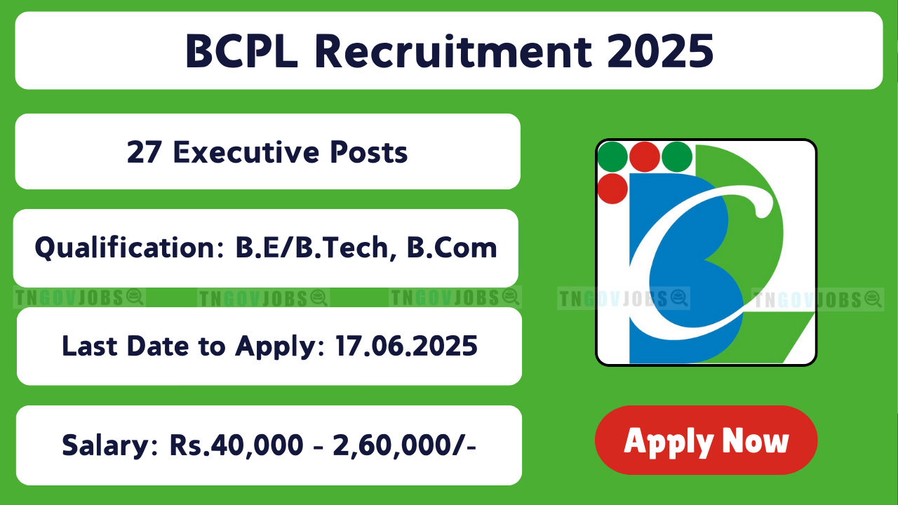 BCPL Executive Recruitment 2025 – Apply Online for 27 Posts