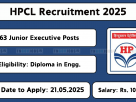 HPCL Recruitment 2025 Notification for Junior Executive Posts – Apply Online