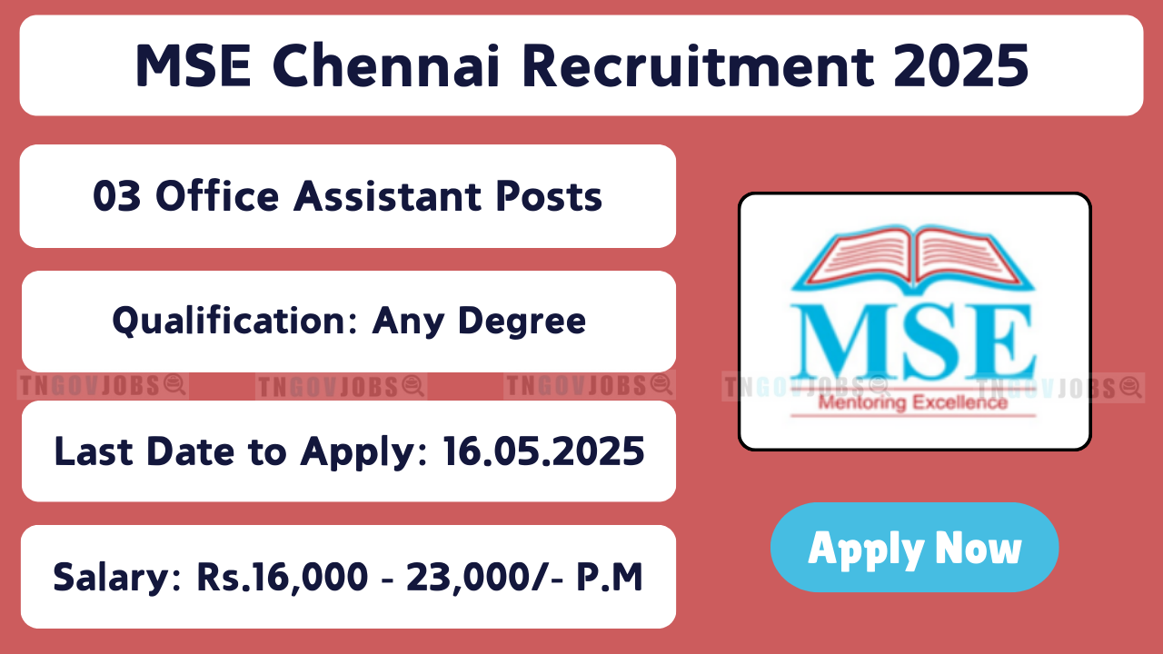 Apply online for Student Office Coordinator, Assistant, and Attender jobs at Madras School of Economics Chennai – 2025 Recruitment Notification