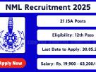 NML Recruitment 2025 Notification for Junior Secretariat Assistant and Junior Stenographer Posts