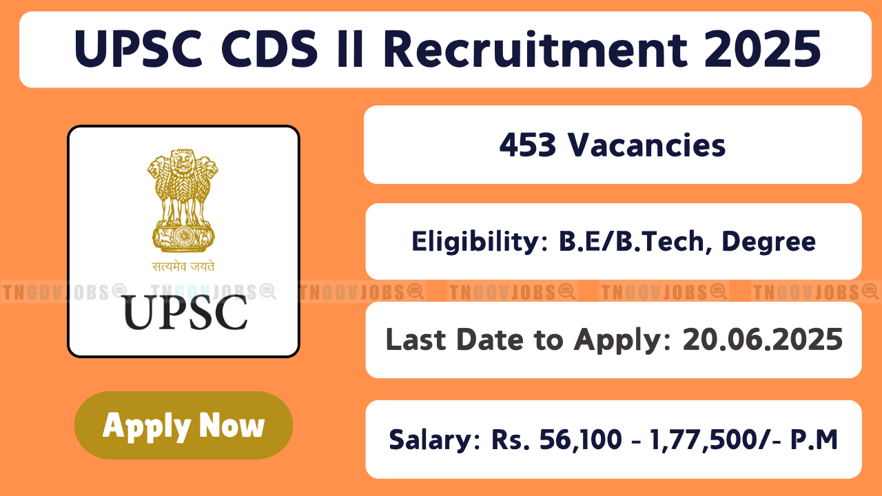 UPSC CDS II 2025 Recruitment Notification for 453 Vacancies