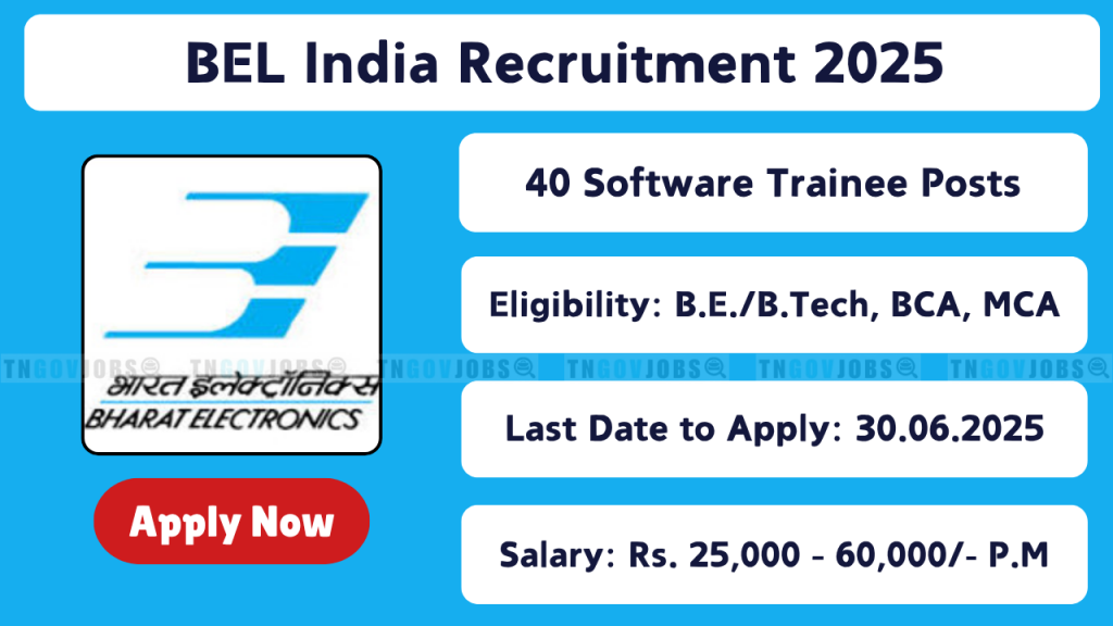 BEL Software Trainee Recruitment Notification 2025 for 40 Posts