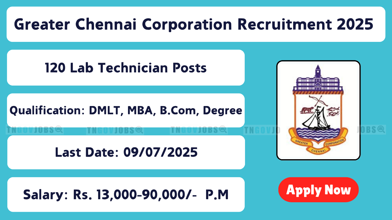 Greater Chennai Corporation Recruitment 2025 – Apply for 120 Lab Technician and Medical Specialist Posts