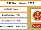 SSC MTS & Havaldar Recruitment 2025 – 1075 Vacancies Notification Out