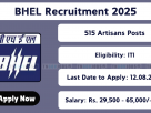 BHEL Recruitment 2025 – Apply Online for 515 Artisans Grade IV Posts