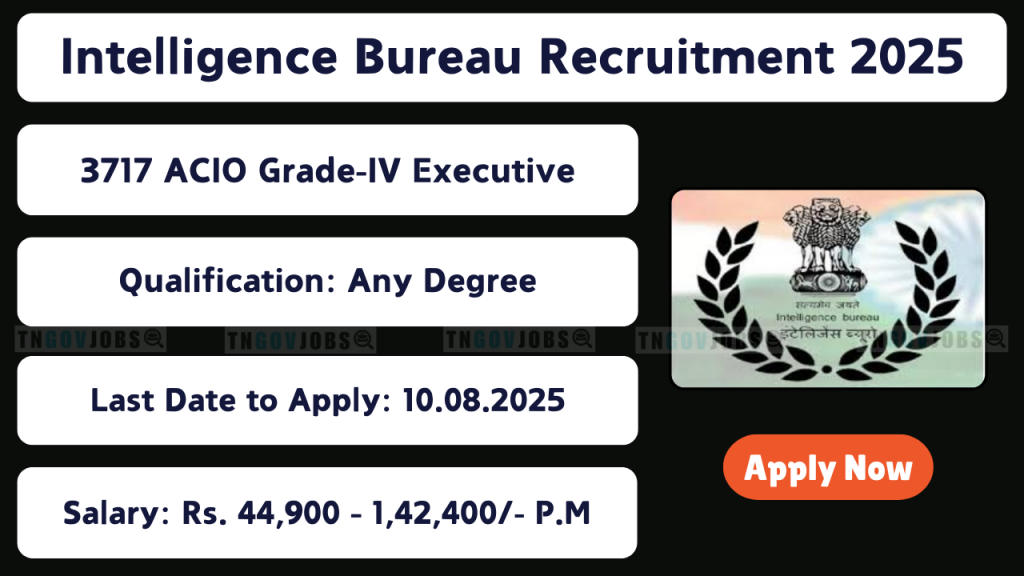 Intelligence Bureau Recruitment 2025 – Apply for 3717 ACIO Grade-IV Executive Posts