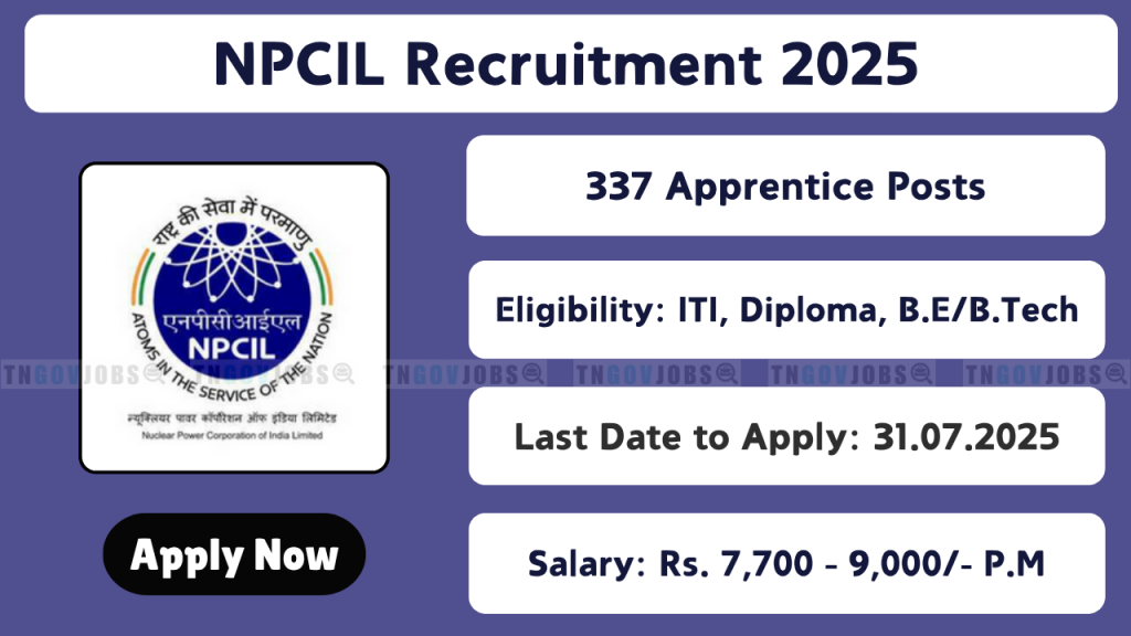 NPCIL hiring 337 Trade, Diploma, and Graduate Apprentices – Apply offline before 31 July 2025
