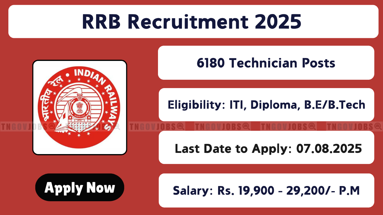 RRB Notification 02/2025 – 6180 Technician posts; apply online from 28 June to 07 August 2025 at rrbapply.gov.in