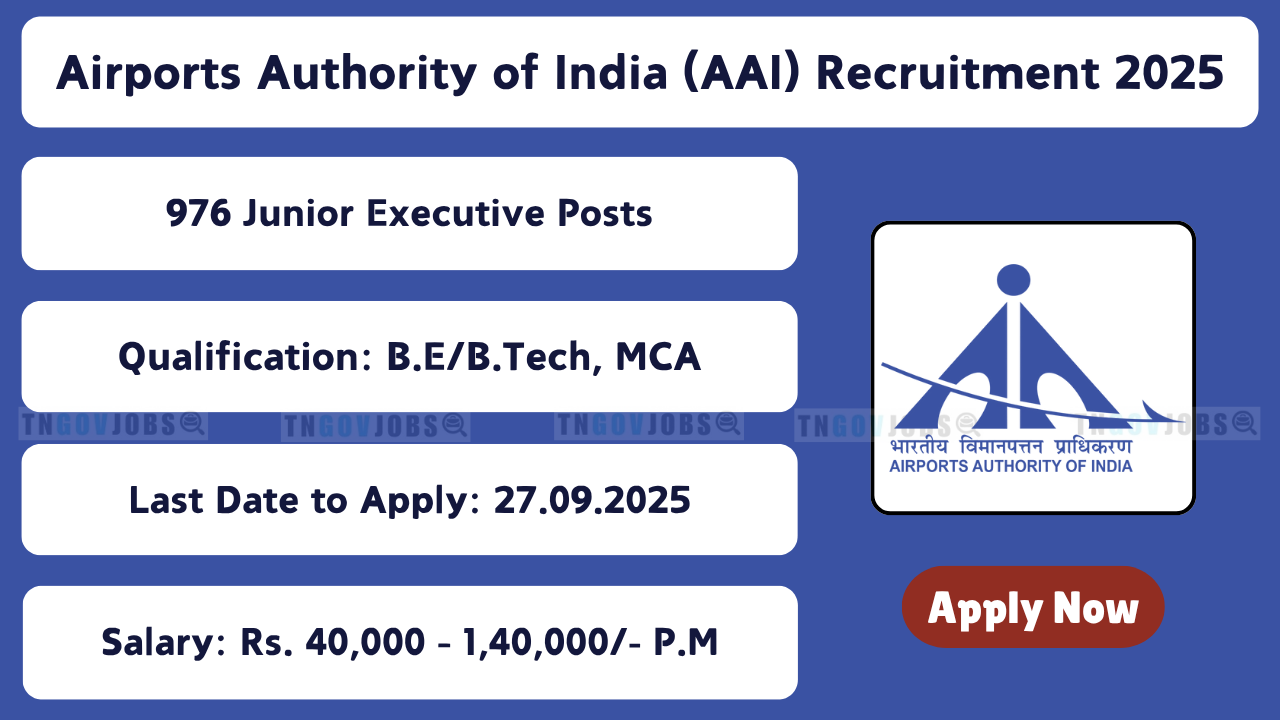 AAI Junior Executive Recruitment Notification 2025 for 976 Posts