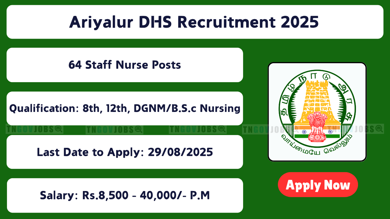 Ariyalur DHS Recruitment Notification 2025 for 64 Posts