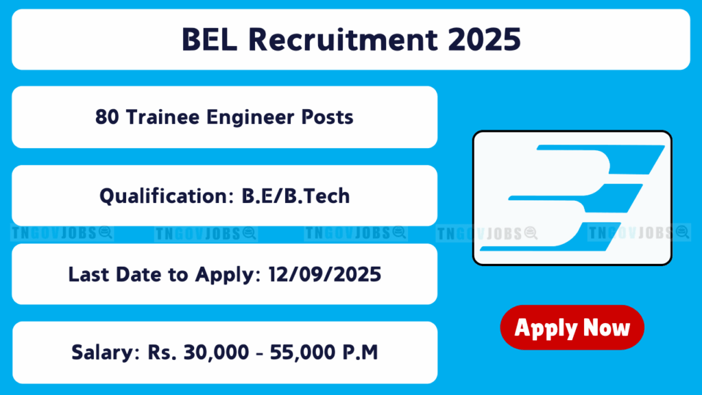 BEL recruitment 2025: Apply online for 80 Trainee Engineer – I and Project Engineer – I posts in Electronics, Mechanical, CS, Electrical & Civil disciplines