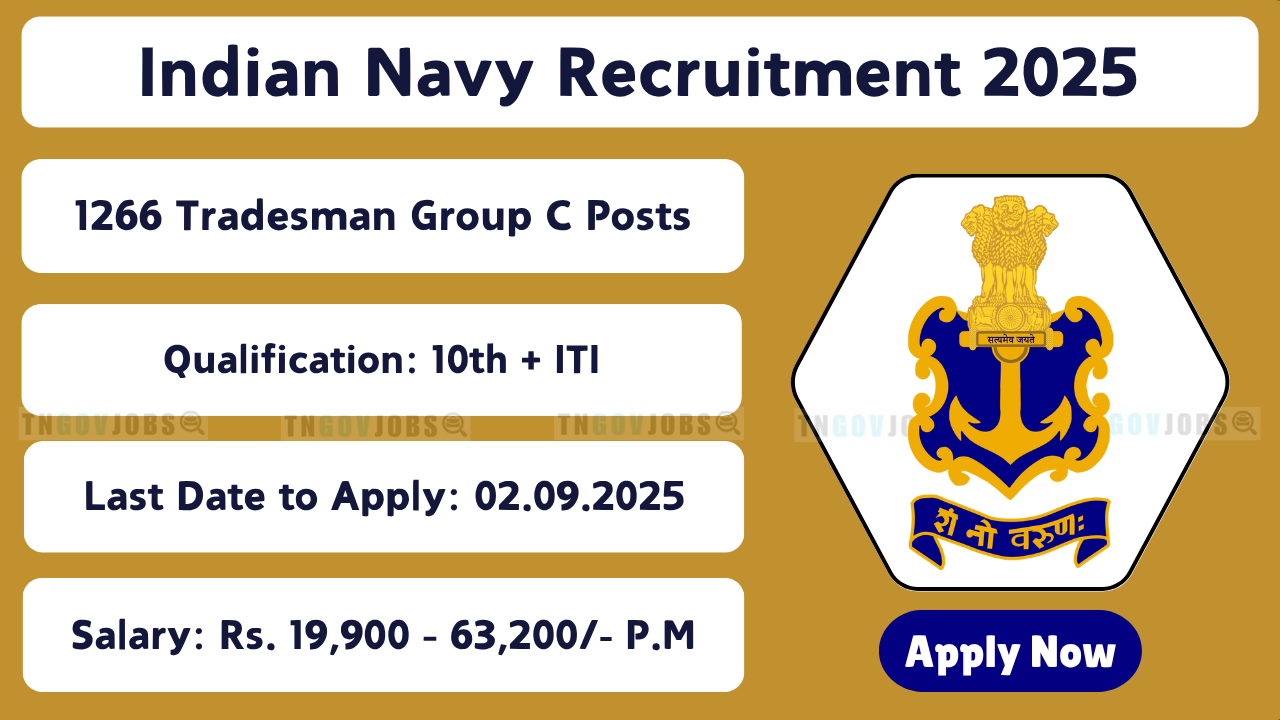 Indian Navy Tradesman Skilled Recruitment Notification 2025 for 1266 Posts