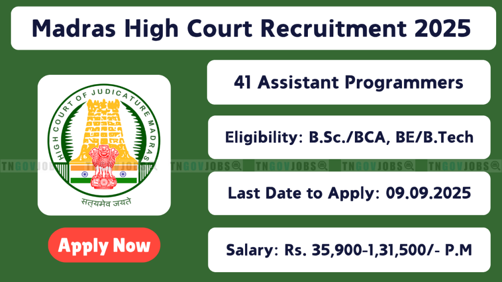 Madras High Court – 41 Assistant Programmer Posts Notification 2025