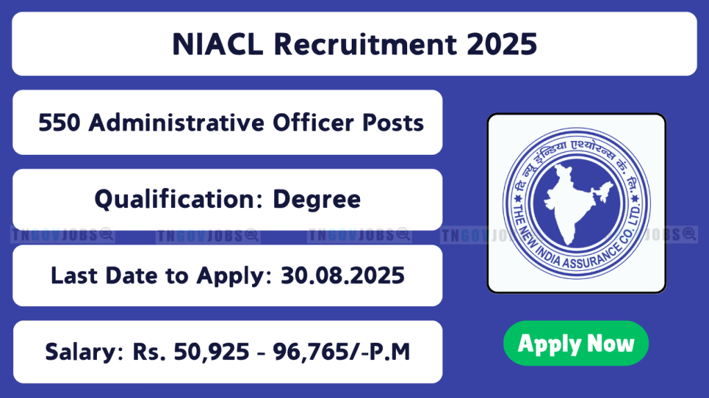 NIACL 2025 Recruitment for 550 AO Posts – Apply at newindia.co.in