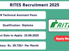 RITES Technical Assistant Recruitment Notification 2025 for 49 Posts