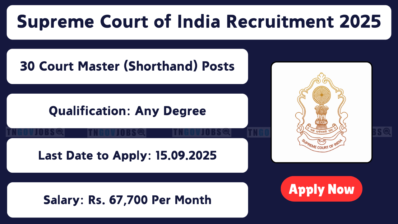 Supreme Court of India – 30 Court Master (Shorthand) Posts Notification 2025