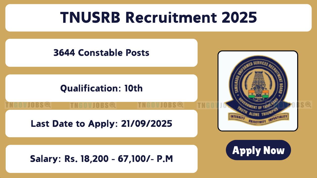 TNUSRB Constable Recruitment Notification 2025