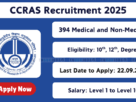 CCRAS Recruitment 2025 – Apply Online for 394 Group A, B, C Posts
