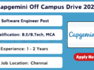 Apply online for Capgemini Off Campus Drive 2025 Software Engineer jobs across India.