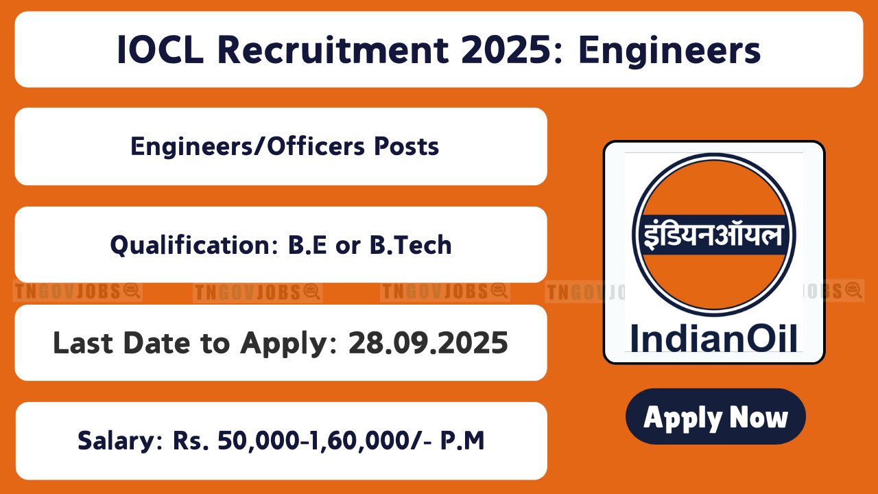 Apply online for Engineers and Officers vacancies in IOCL Recruitment 2025 across India