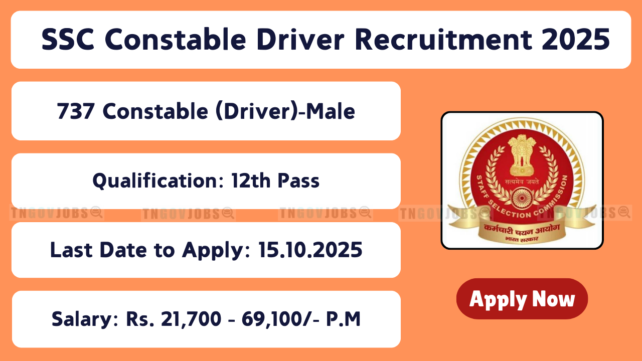 SSC Delhi Police Constable Driver recruitment 2025 apply online for 737 vacancies