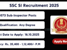 SSC notification 2025 for 3073 Sub-Inspector posts in Delhi Police and CAPFs