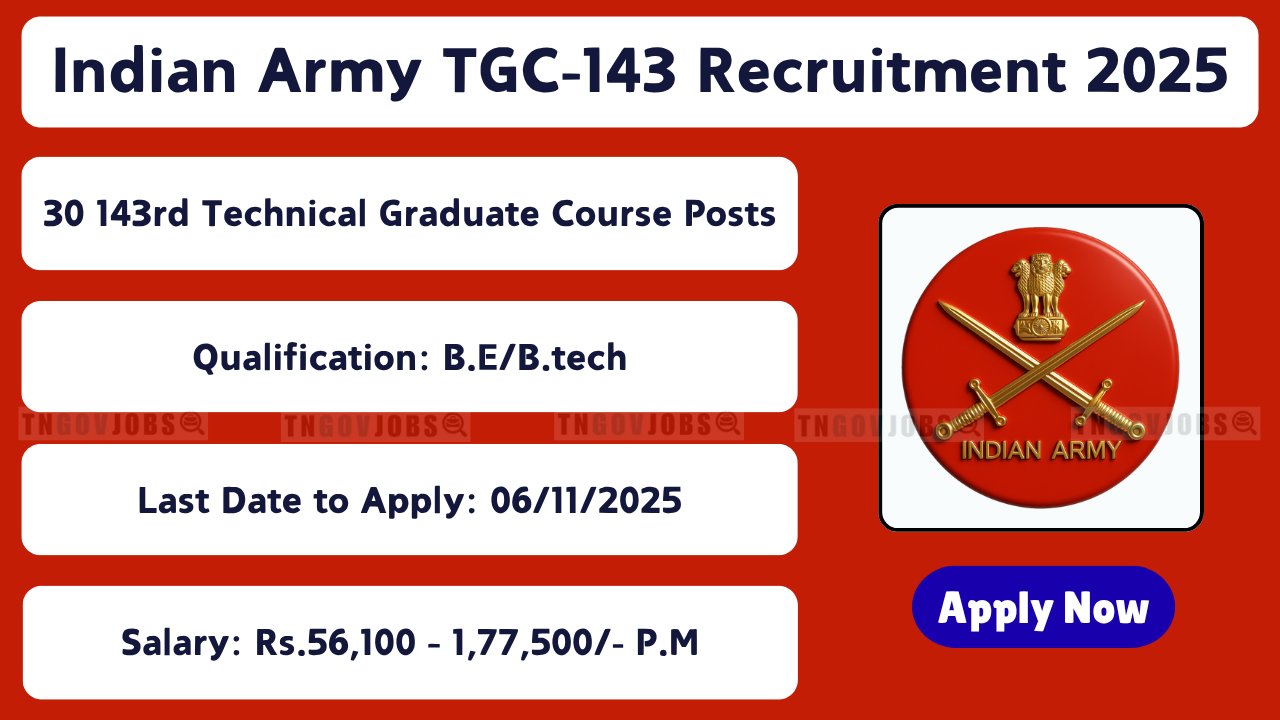 Indian Army TGC 143 Recruitment 2025 Notification Apply Online at joinindianarmy.nic.in