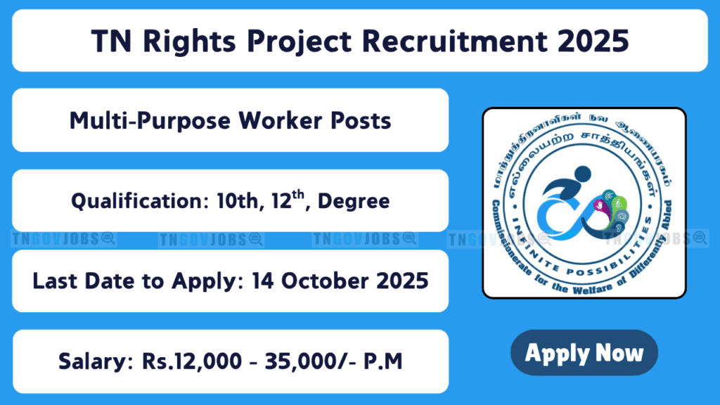 Tn Rights Blog TN RIGHTS Project Recruitment 2025 – 1096 Posts Apply Online