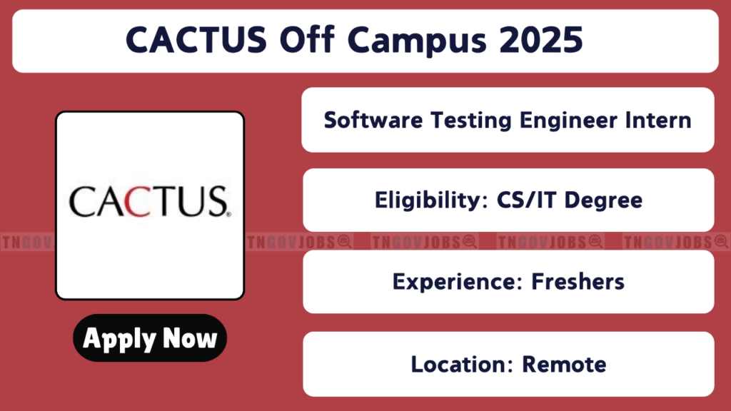 CACTUS hiring Software Testing Engineer Interns; Apply Now!
