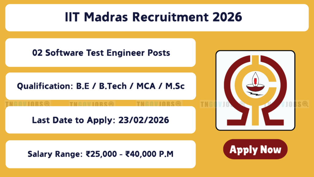 IIT Madras Software Test Engineer / Automation Tester Recruitment 2026 ...