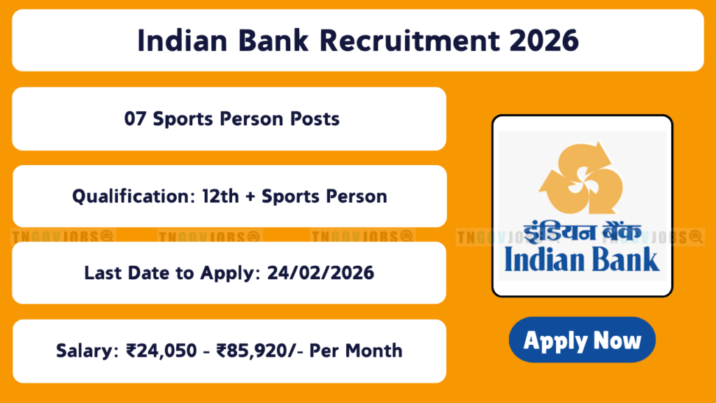 Indian Bank Sports Person Recruitment 2026 Apply Now