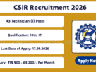 CSIR Technician (1) Recruitment 2026