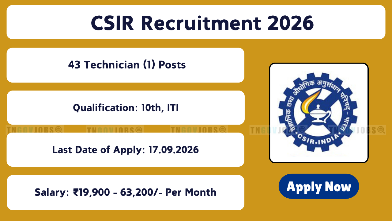CSIR Technician (1) Recruitment 2026
